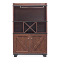 Glamdon Farmhouse Wood 4-Bottle Wine Rack in Vintage Walnut