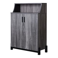 Liguari Wood 5-Shelf Shoe Cabinet in Distressed Gray