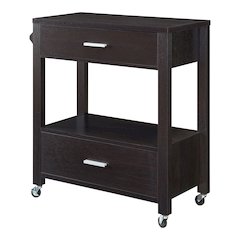 Arton Contemporary Wood 2-Drawer Kitchen Cart in Cappuccino