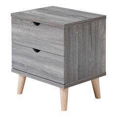 Massenburg II 2-Drawer Wood Nightstand, Distressed Gray