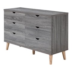 Orden Wood 6-Drawer Dresser for Bedroom in Dark Gray