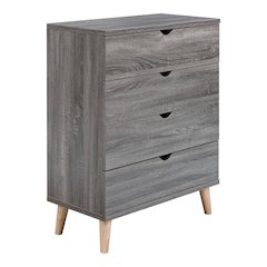 Pives Mid-Century Modern Wood 4-Drawer Chest in Dark Gray