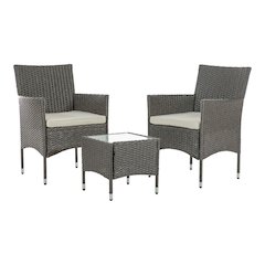 Fields 3-Piece Bistro Set in Gray PE Wicker / Rattan