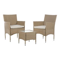 Fields 3-Piece Bistro Set in Natural PE Wicker / Rattan