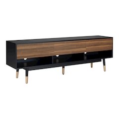 Zuna Mid-Century Modern Wood 3-Drawer TV Stand in Black