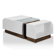 Plano Contemporary Wood Storage Coffee Table in White