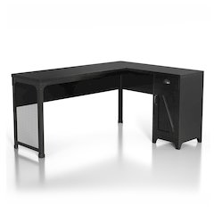 Elk 1-Drawer and 2-Shelf Wood L-Shaped Desk in Black