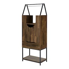 Robble Industrial Wood Wine Cabinet in Light Hickory Brown