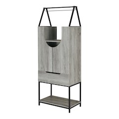 Robble Industrial Wood Wine Cabinet in Vintage Gray Oak