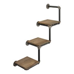 Exceltier 3-Shelf Wood Floating Wall Shelf, Reclaimed Oak