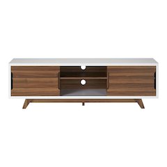 Neva 6-Shelf Wood 63" TV Stand with Sliding Door, White