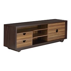 Evo Contemporary Wood 2-Drawer TV Stand in Brown Wenge