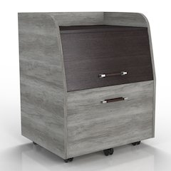 Anneta 1-Drawer and 1-Shelf Wood File Cabinet with Caster, Vintage Gray Oak