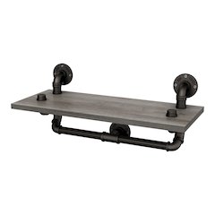 Gren Industrial Metal Floating Shelf in Gray and Black