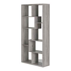 Twain Contemporary 10-Shelf Geometric Bookcase, Vintage Gray Oak