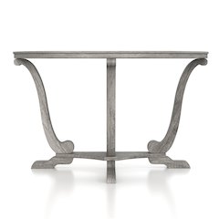 Dongola 47.95 in. Vintage Gray Oak Half Moon Wood Console Table
