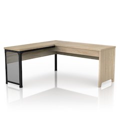 Froy Contemporary Wood L-Shape Desk in Natural Oak