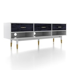 Fabiano 3-Drawer and 3-Shelf Solid Wood 70" TV Stand, Rustic Navy Blue