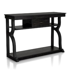 Seche Farmhouse Wood 1-Drawer Console Table in Black