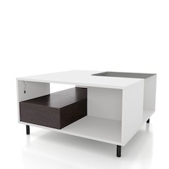 Bera Square LED Storage Coffee Table in White