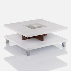 Calloway Wood Square Coffee Table with Storage in White
