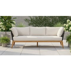 Cypress Teak Wood Sofa with Black Color Rope Design
