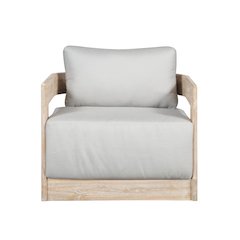 Paradiso Outdoor Teak Natural Look Swivel Chair - Light Grey Fabric