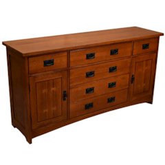 Mission Quarter Sawn Oak 6 Drawer Sideboard - 62" - Michael's Cherry