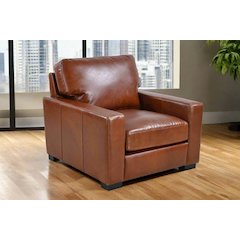Claudette Top Grain Leather Arm Chair - Chestnut