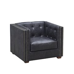 Tuxedo Leather Arm Chair - Slate
