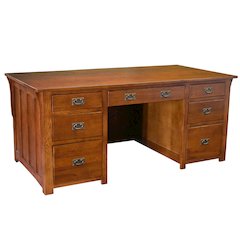 Mission Library Desk With File Cabinet Drawers - Michael's Cherry