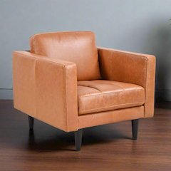 Philippe Top Grain Leather Arm Chair - Tan