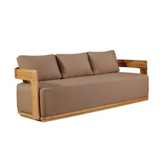 Eclipse Outdoor Solid Teak Wood Sofa - Light Brown Fabric