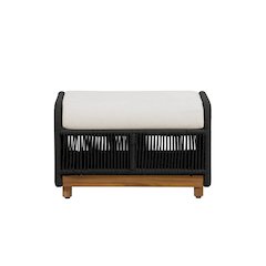 Alpine Teak Wood Outdoor Ottoman with Black - Rope Design