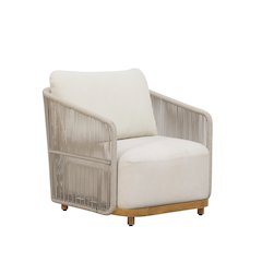 Alpine Teak Wood Outdoor Arm Chair with Biege Rope Design