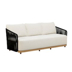 Alpine Teak Wood Outdoor Sofa with Black Rope Design