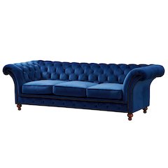 Peyton Sloped Arm Chesterfield Sofa - Blue Velvet