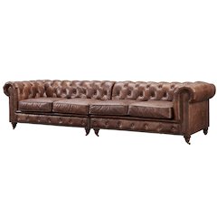 Century Chesterfield Sofa - Dark Brown Leather - 118"