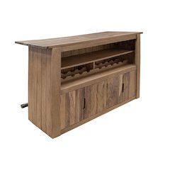 Natural Parota Solid Wood Bar with Wine Rack - 63"