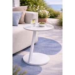 Serene Outdoor Modern Outdoor Side table - White