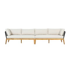 Cypress Teak Wood 128" Sofa with Black Color Rope Design