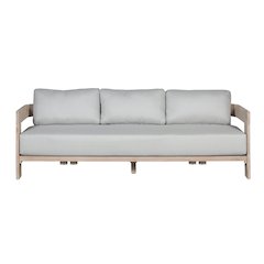 Paradiso Teak Wood Sofa Natural Look - Light Grey Fabric