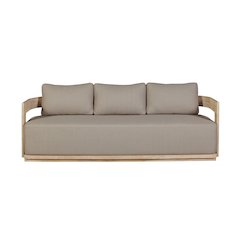 Eclipse Outdoor Solid Teak Wood Sofa Natural Look - Gray Fabric