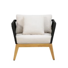 Cypress Teak Wood Outdoor Arm Chair with Black Rope Design