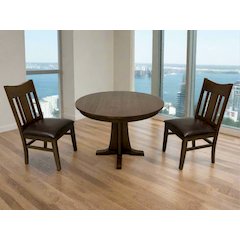 Mission Quarter Sawn Oak Round Dining Table Set - 42" - Walnut