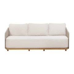 Alpine Teak Wood Outdoor Sofa with Biege Rope Design