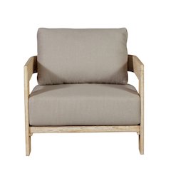 Paradiso Outdoor Solid Teak Wood Chair Natural Look - Gray Fabric