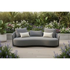 Serene Outdoor Modern Sofa 91" – Soft Gray Bouclé