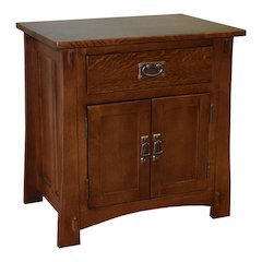 Mission Style Solid Oak Nightstand Model A3 - Walnut