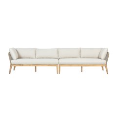 Cypress Teak Wood 128" Sofa with Beige Color Rope Design